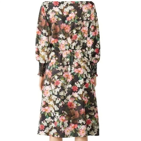 Jay Godfrey Black Floral Print Long Sleeve Dress Size 10 - Picture 4 of 9